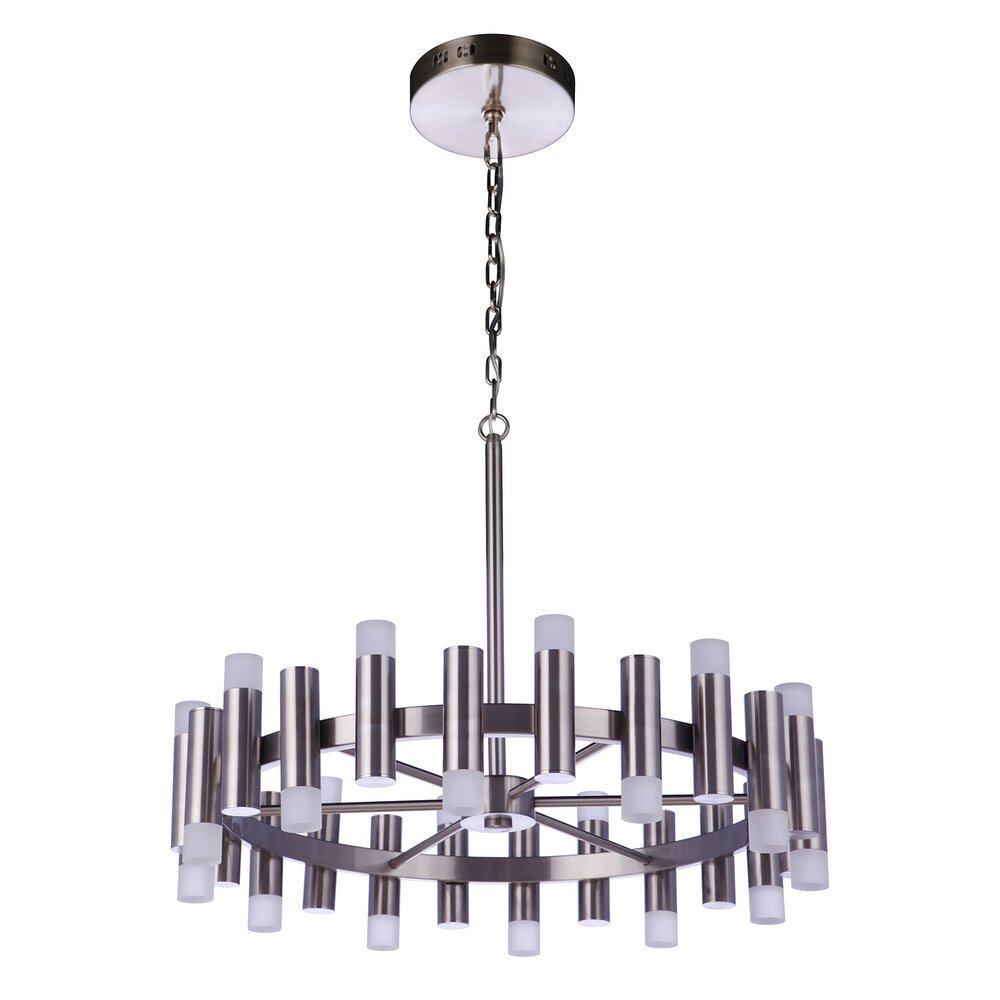 Craftmade 24 Light Led Chandelier In Brushed Polished Nickel And Frosted Acrylic Fixture