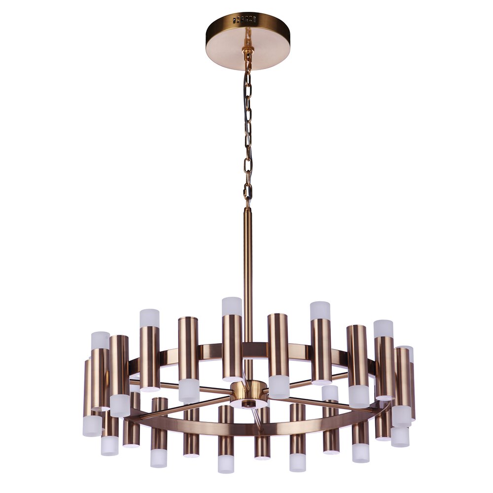 Craftmade 24 Light Led Chandelier In Satin Brass And Frosted Acrylic Fixture