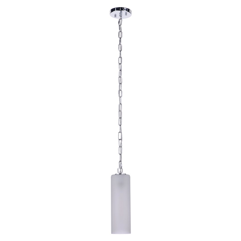 Craftmade 1 Light Pendant In Chrome And Frosted Ribbed Glass
