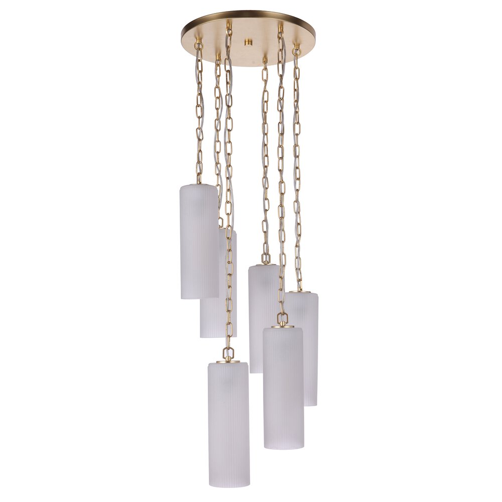 Craftmade 6 Light Pendant In Sunset Gold And Frosted Ribbed Glass