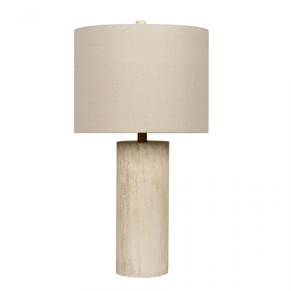 Craftmade 1 Light Poly Faux Wood Base Table Lamp in Cottage White With Hardback Shade