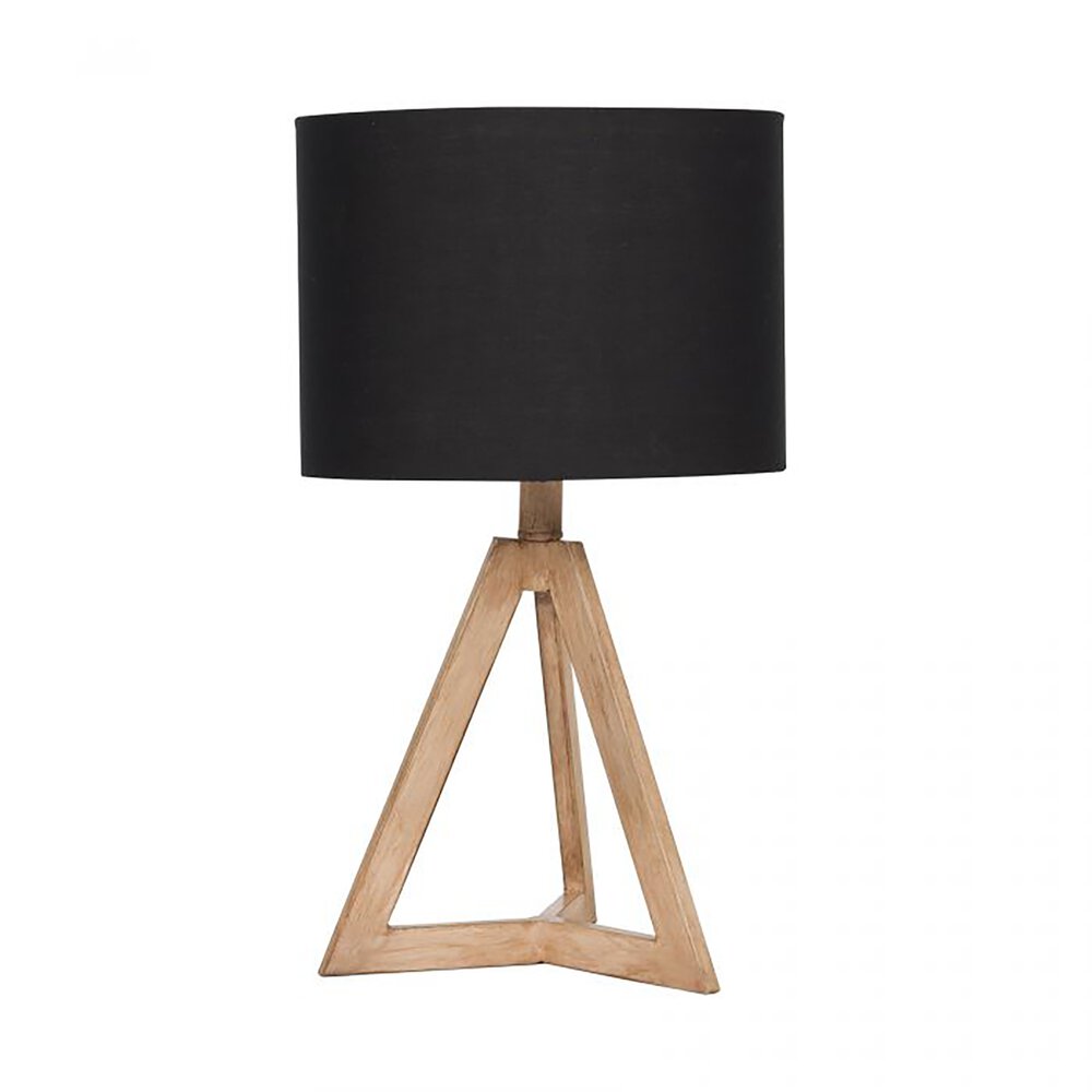 Craftmade Table Lamp In Natural Wood And Black Fabric Shade