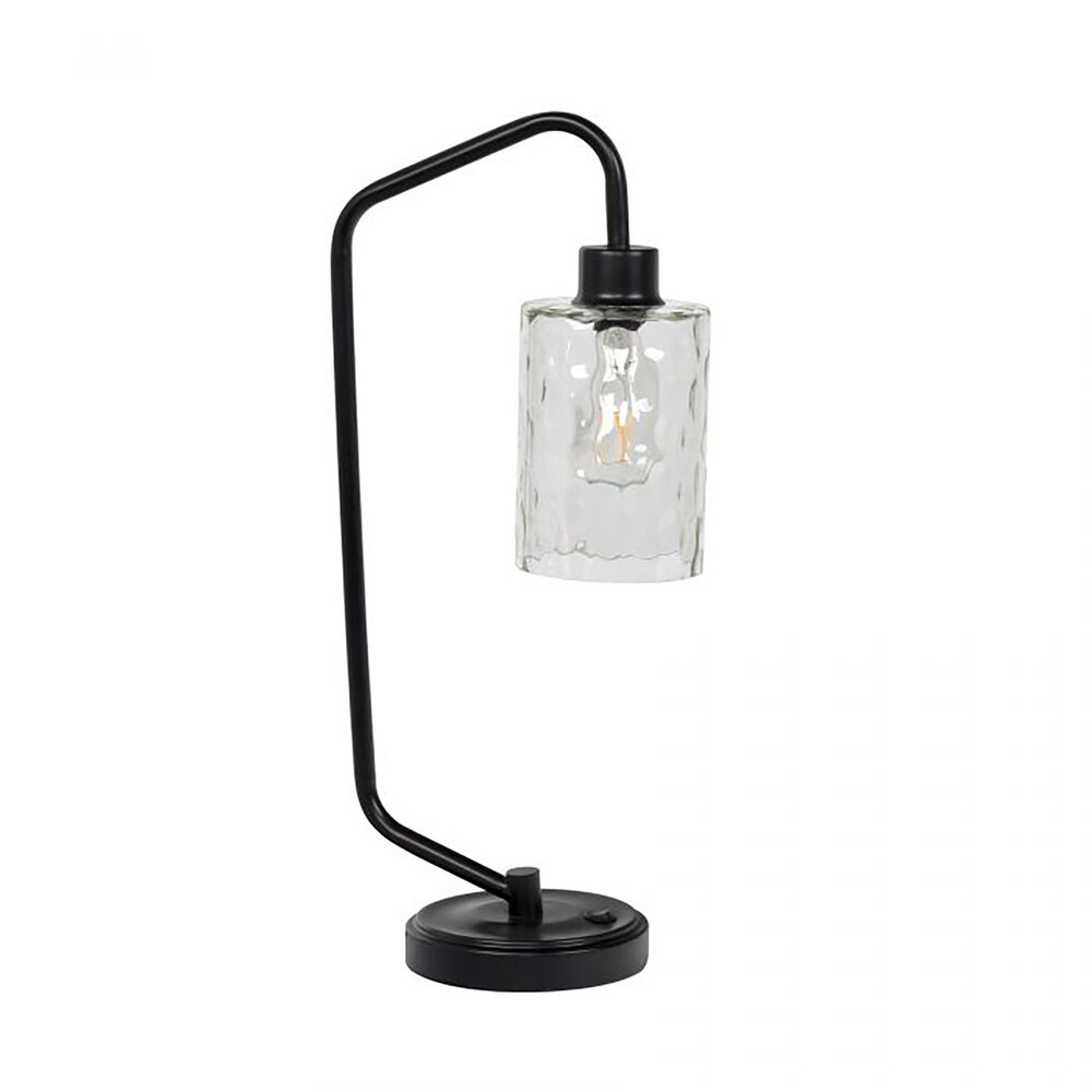 Craftmade Table Lamp In Flat Black And Hammered Glass