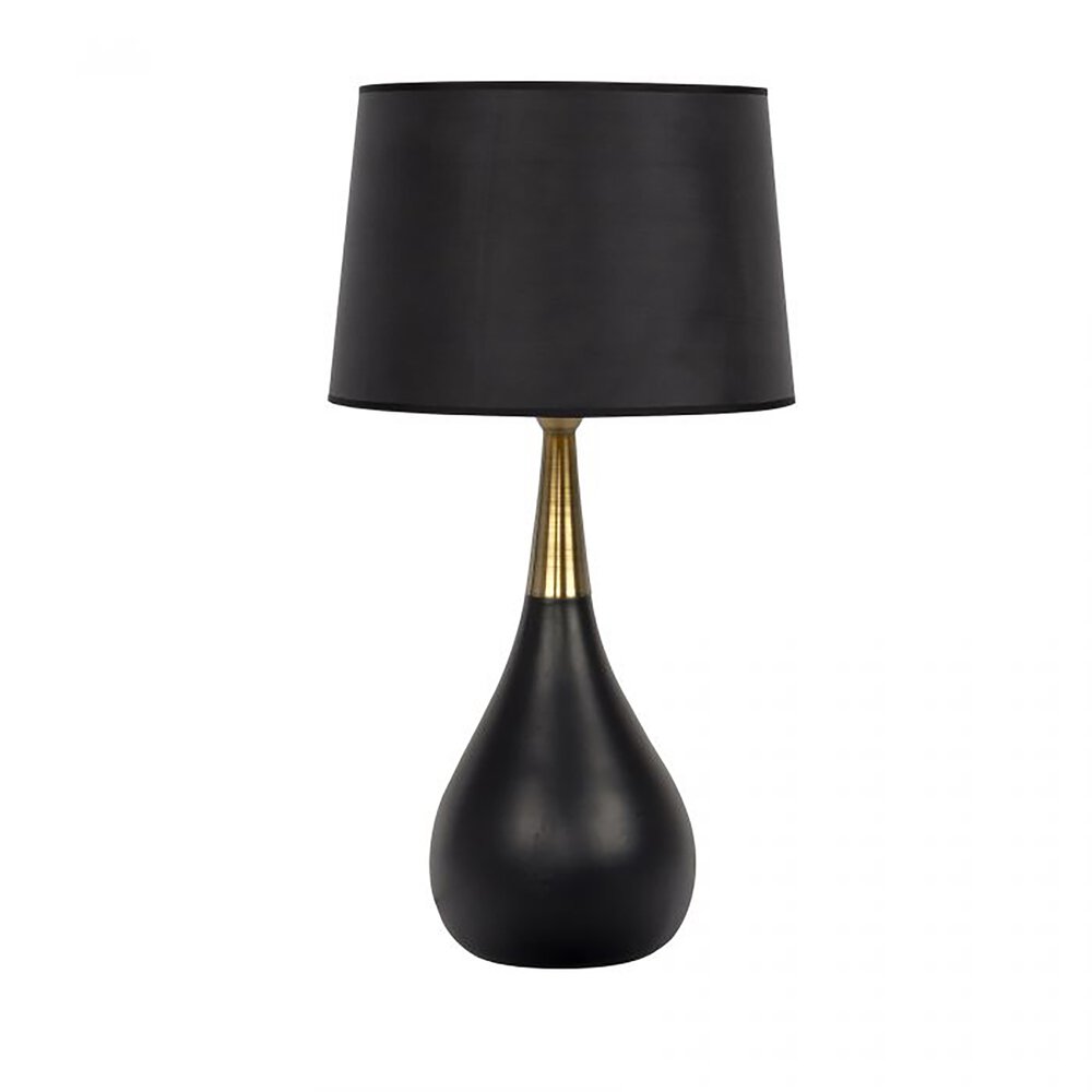 Craftmade Table Lamp In Flat Black/Satin Brass And Black Fabric Shade