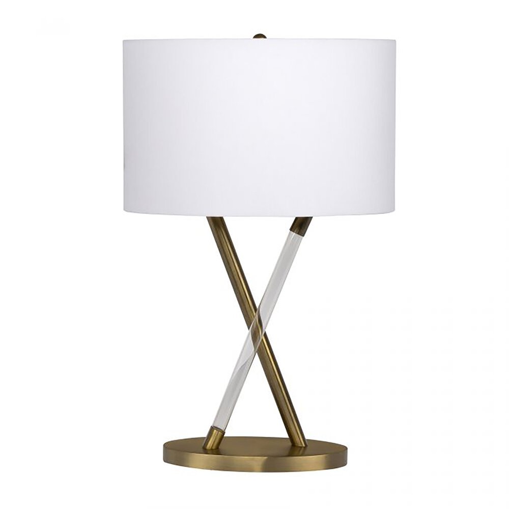 Craftmade Table Lamp In Satin Brass And White Fabric Shade