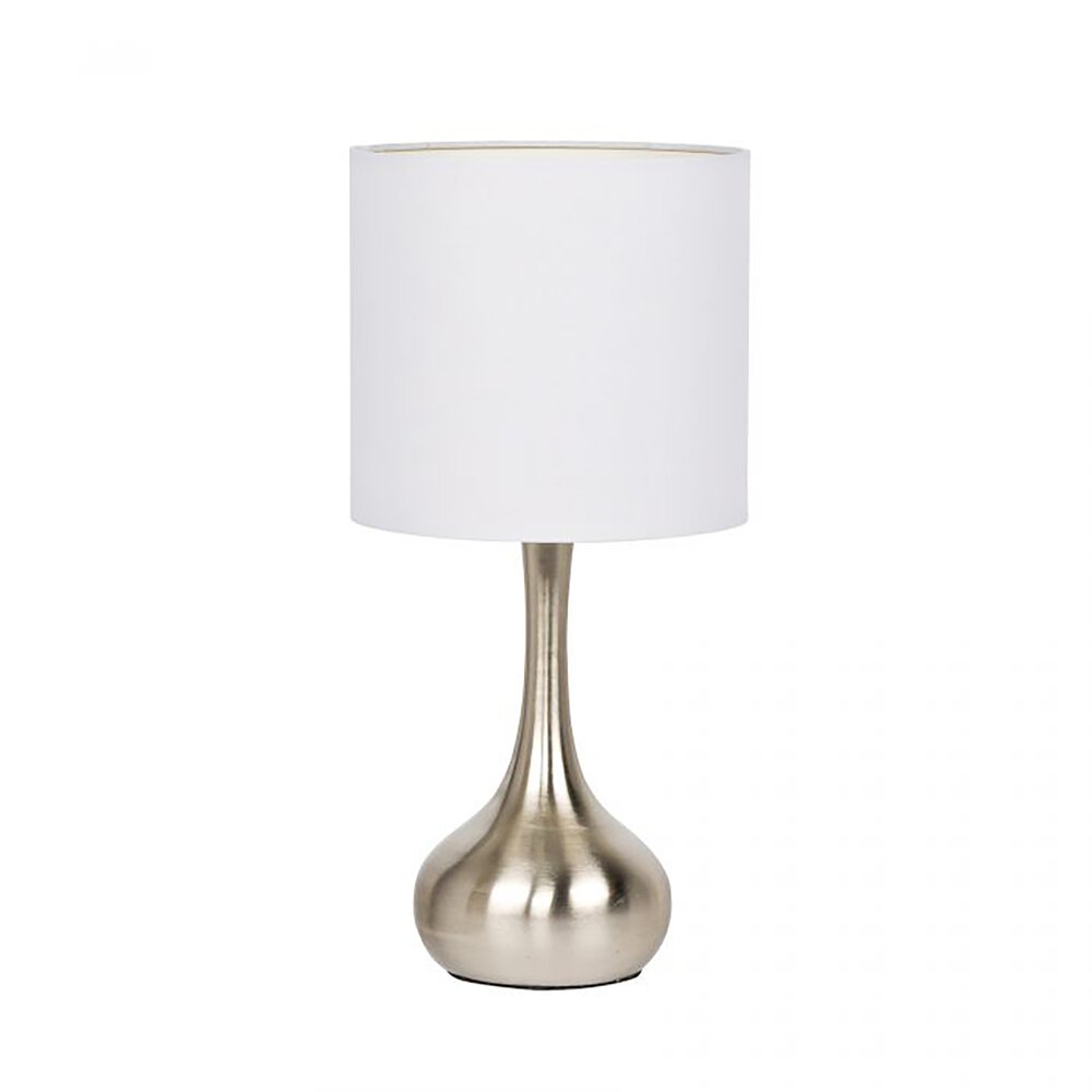 Craftmade Table Lamp In Brushed Polished Nickel And White Fabric Shade
