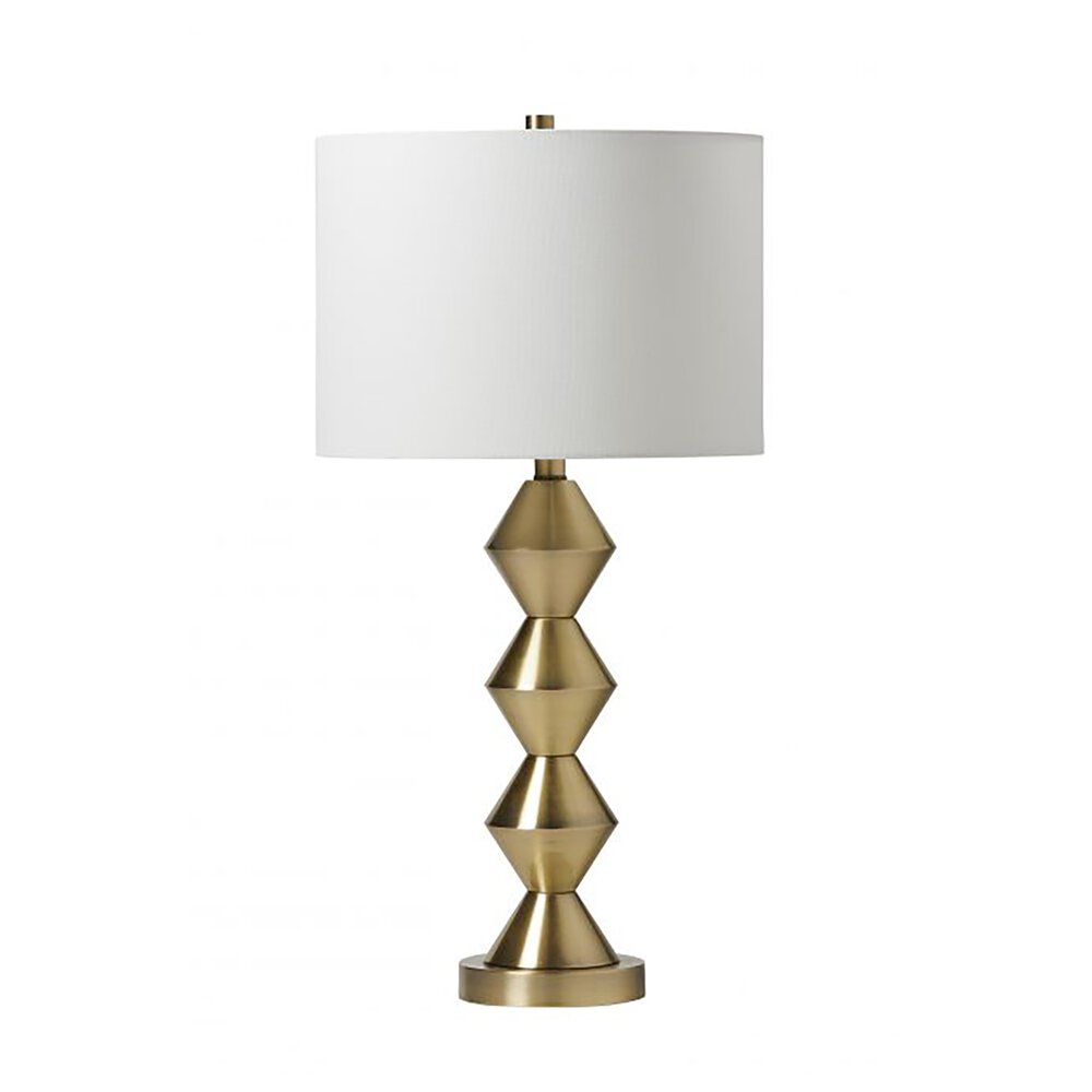 Craftmade Table Lamp In Satin Brass And White Fabric Shade