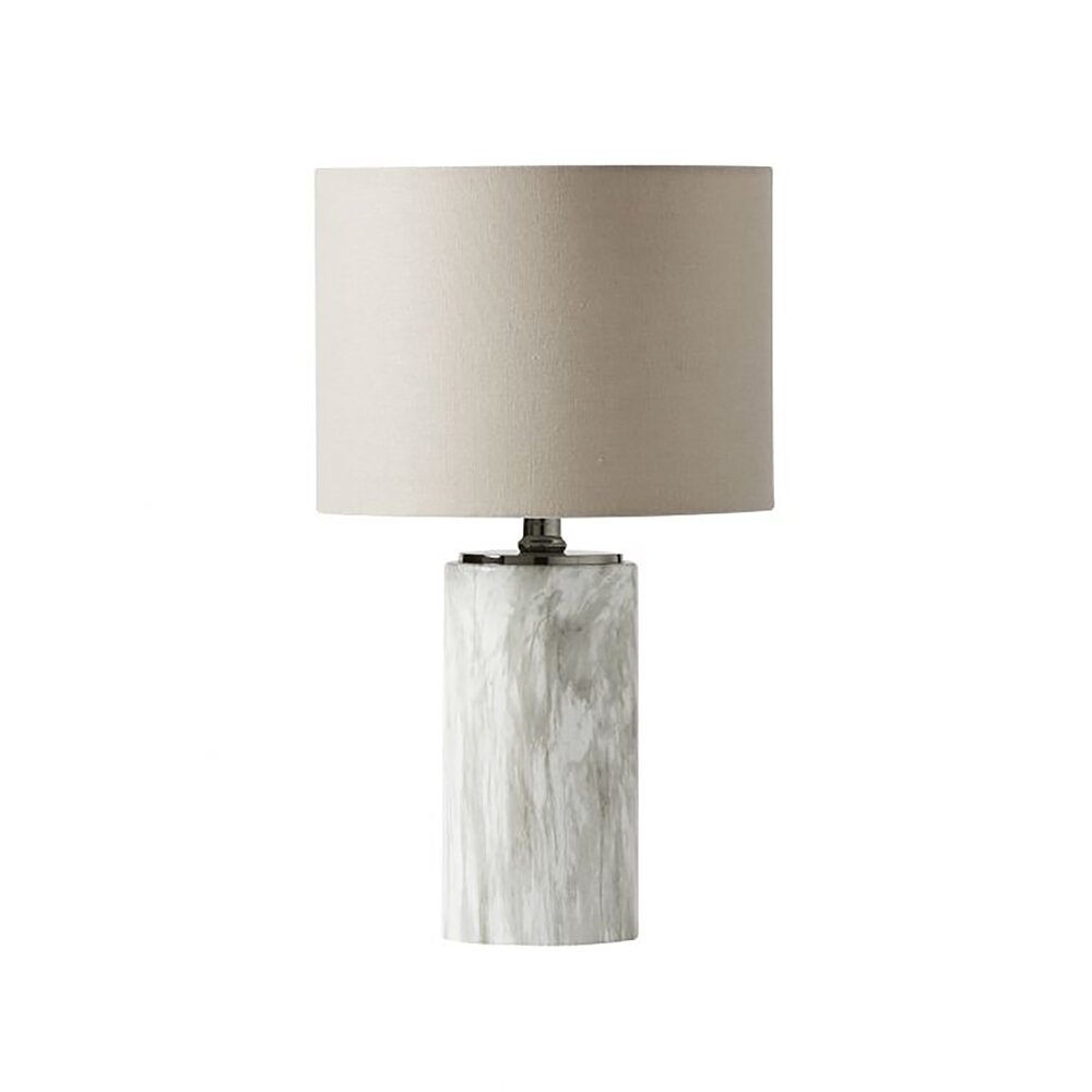 Craftmade Table Lamp In White And Oatmeal Fabric Shade