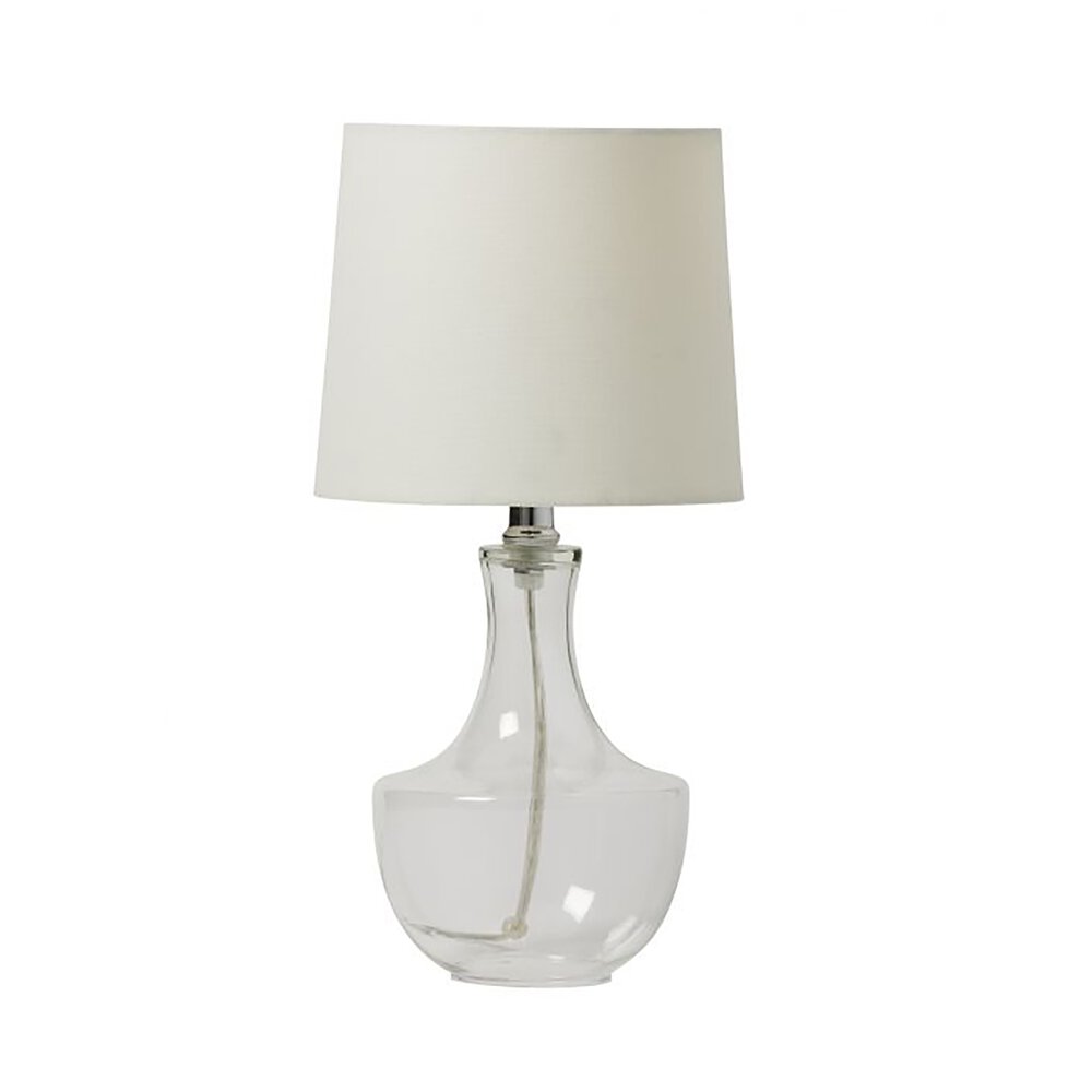 Craftmade Table Lamp In Brushed Polished Nickel And Off White Fabric Shade