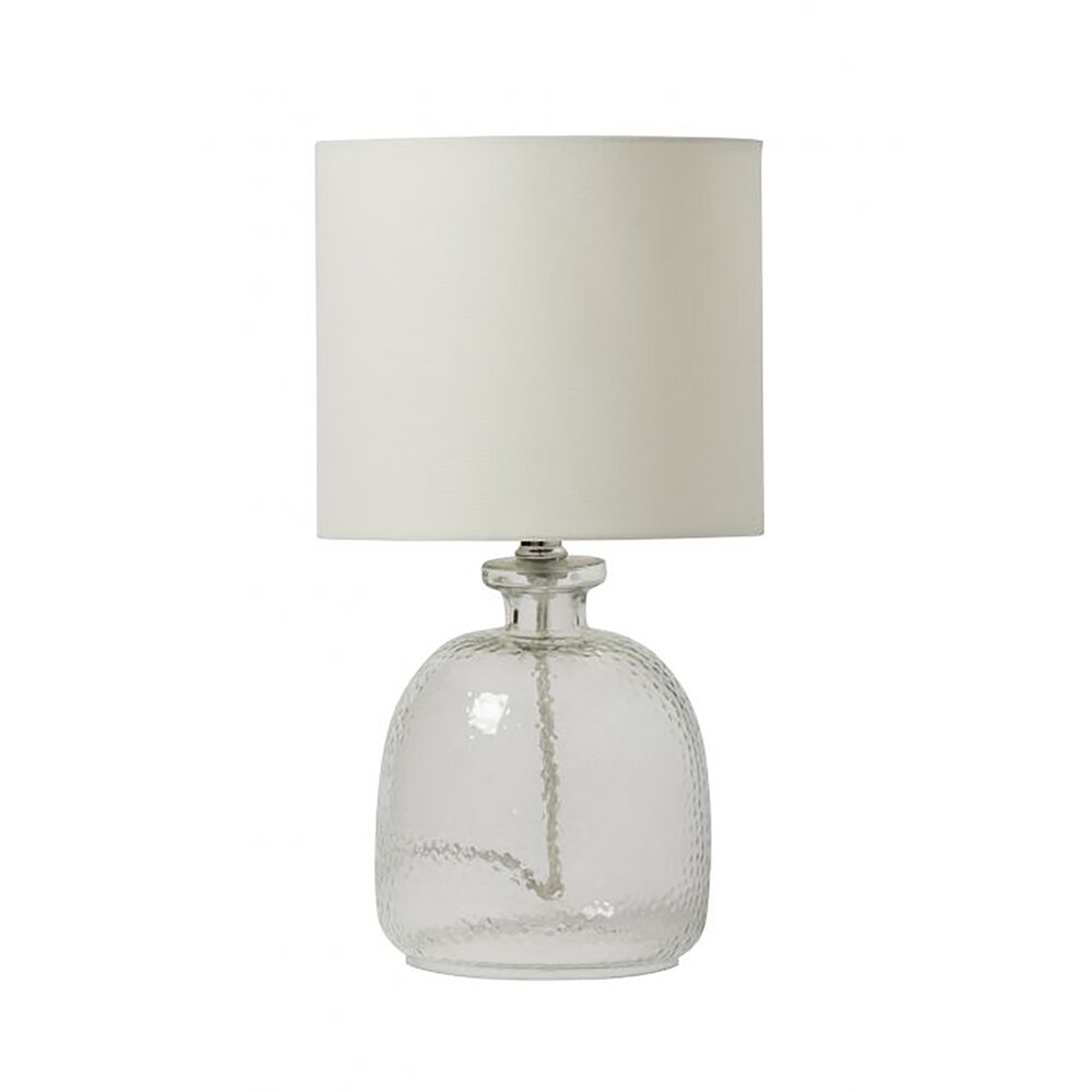 Craftmade Table Lamp In Brushed Polished Nickel And Off White Fabric Shade