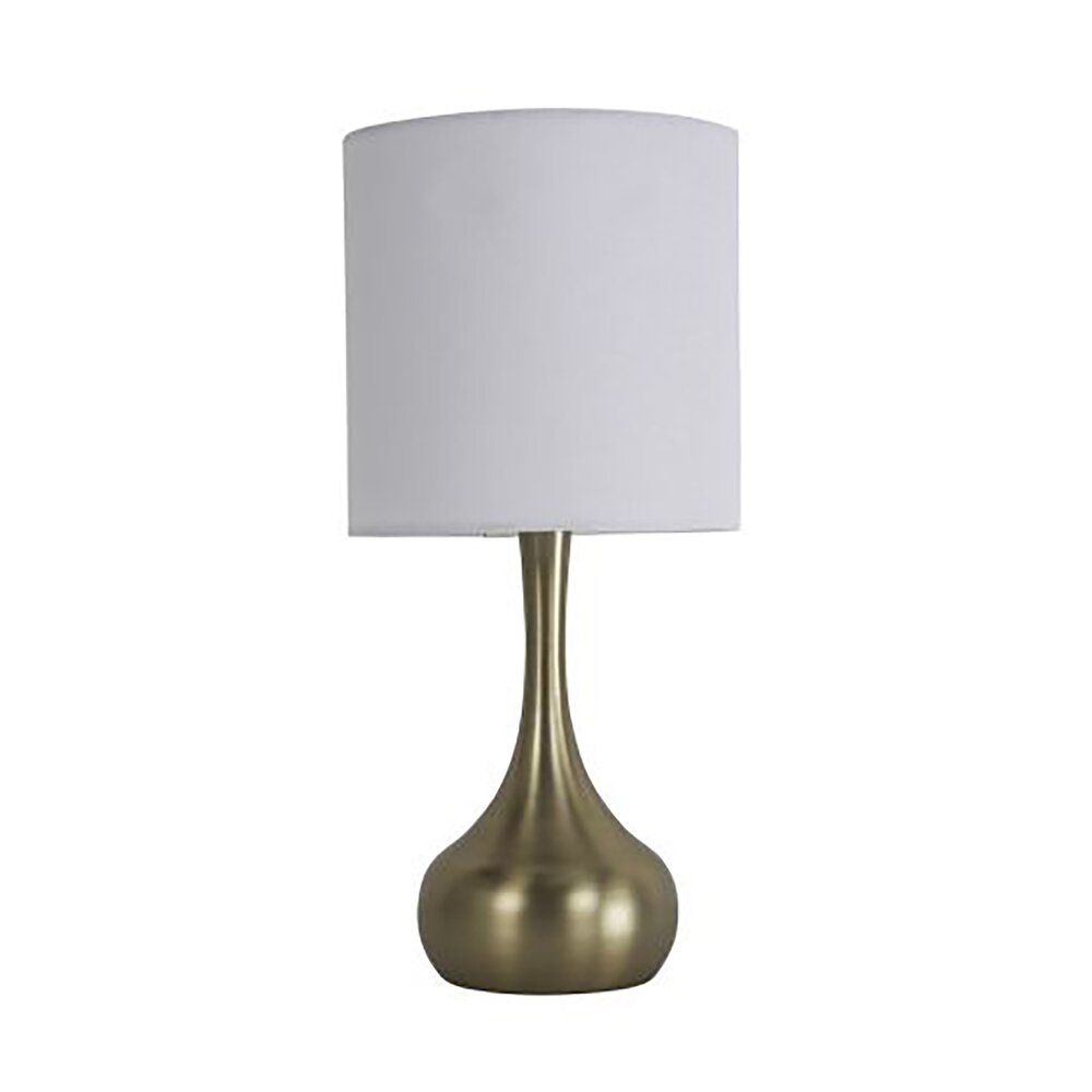 Craftmade Accent Table Lamp With Shade Indoor In Satin Brass And White Fabric Shade