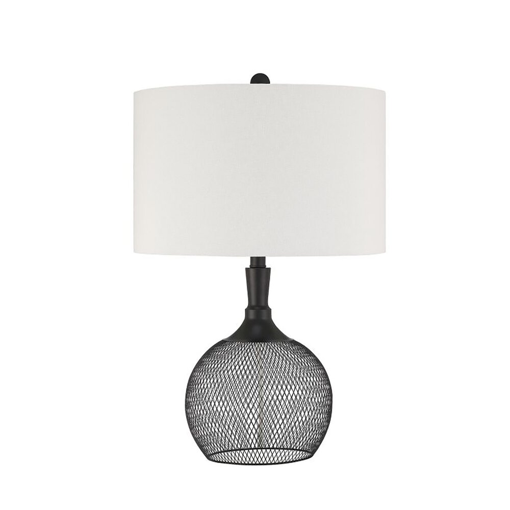 Craftmade Indoor Table Lamp In Matte Black And White Fabric Shade
