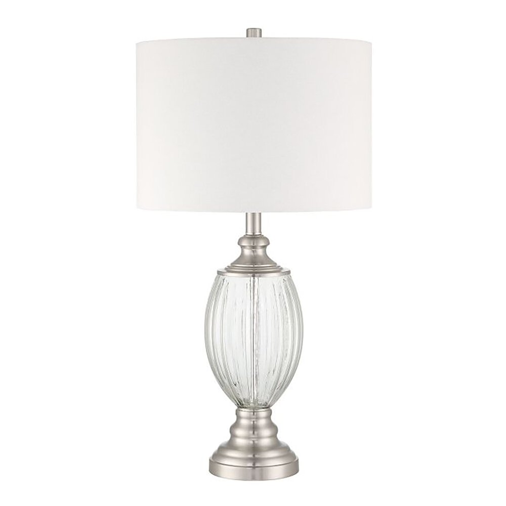 Craftmade Indoor Table Lamp In Brushed Nickel And White Fabric Shade