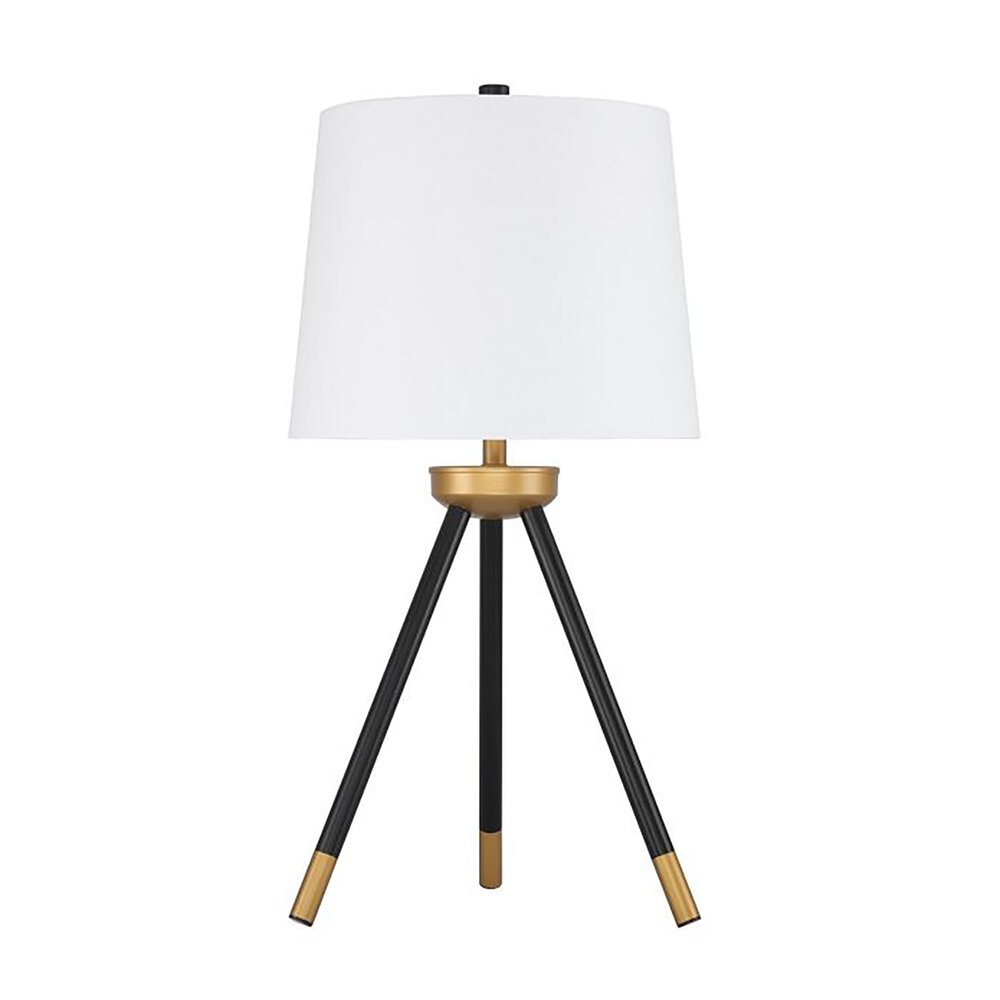 Craftmade Indoor Table Lamp In Painted Black / Painted Gold And White Fabric Shade