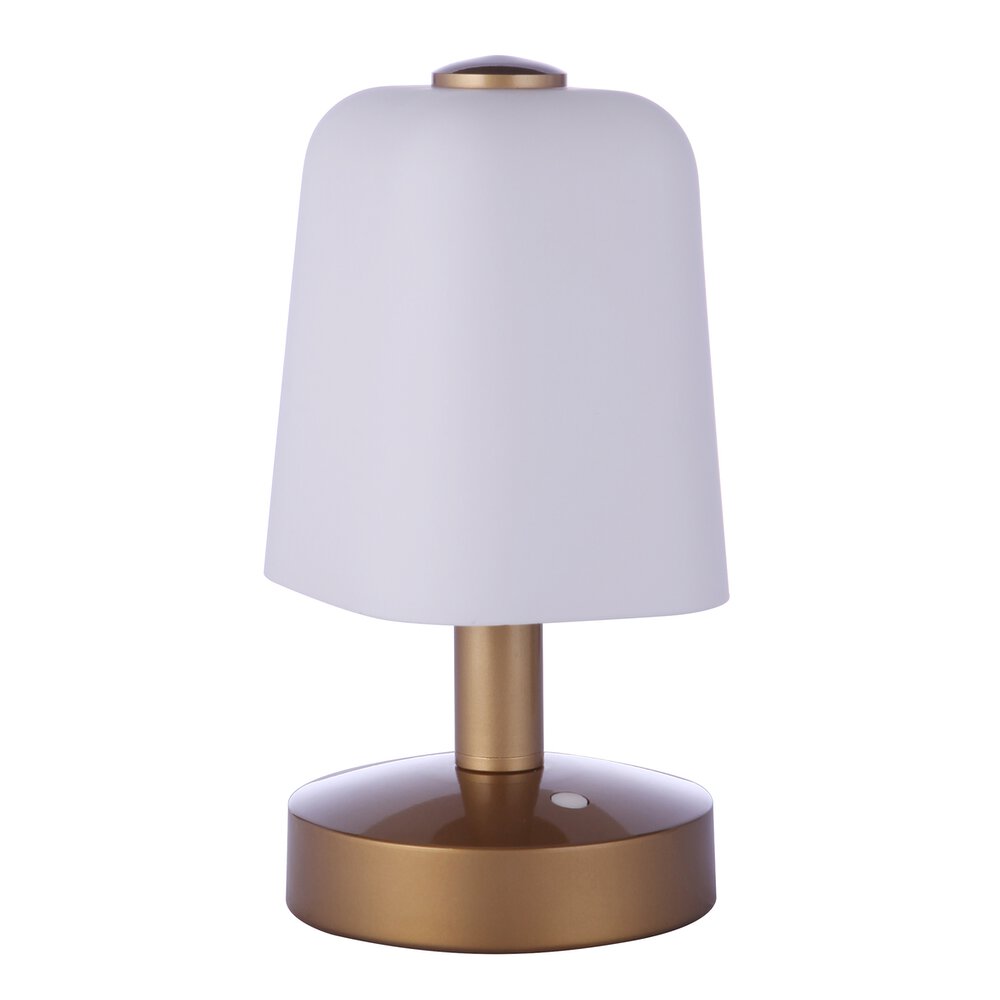 Craftmade Stephan Rechargeable Dimmable Led Portable Lamp With Glass Shade In Satin Brass And Frost White Glass