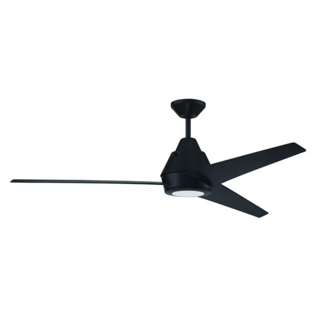 Craftmade 56" Ceiling Fan With Blades And Light Kit In Flat Black And Frost White Acrylic