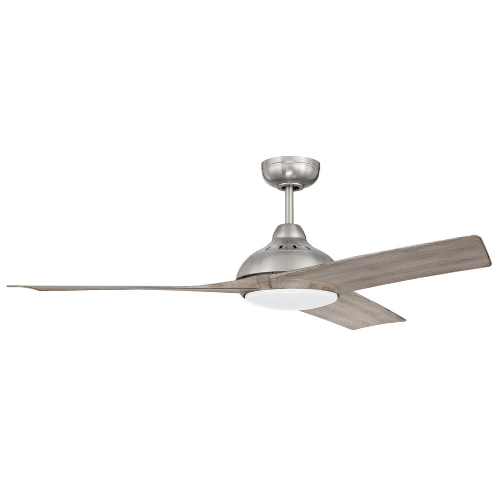 Craftmade 54" Ceiling Fan In Brushed Polished Nickel And Frost White Acrylic Fixture