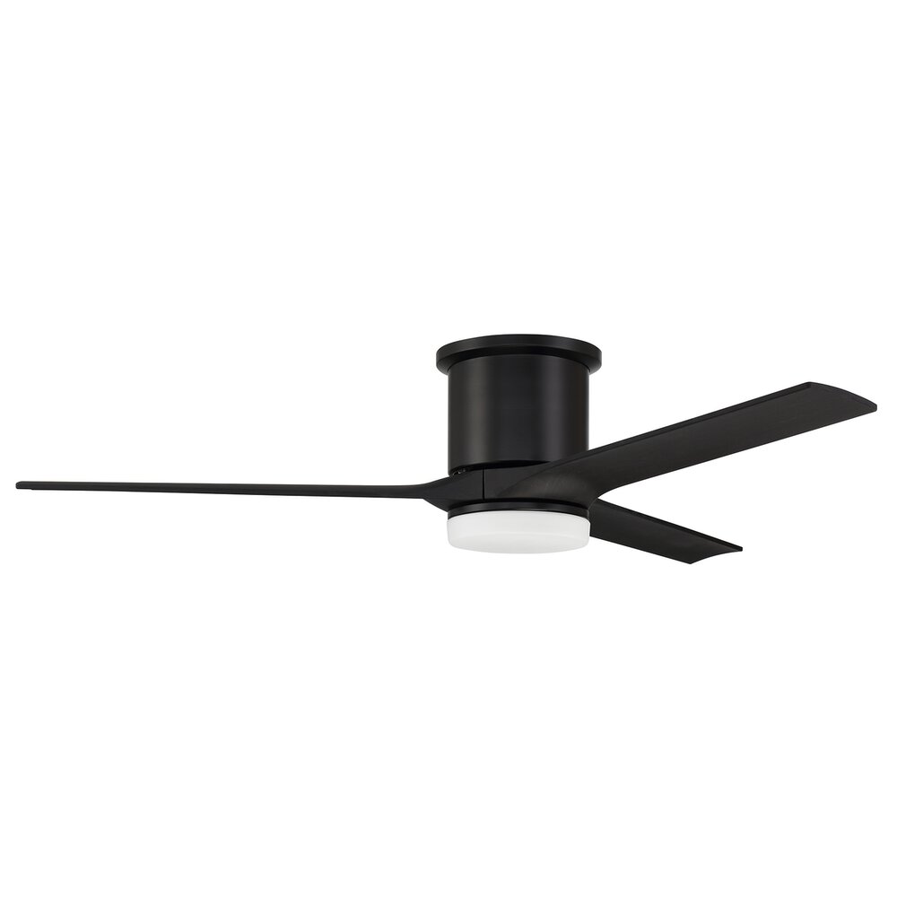 Craftmade 60" Ceiling Fan With Blades And Light Kit In Flat Black And Frost White Glass