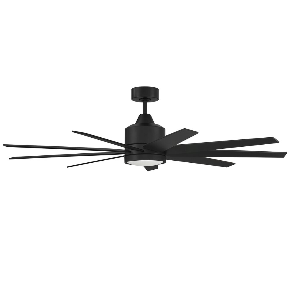 Craftmade 60" Ceiling Fan In Flat Black And Frost White Glass