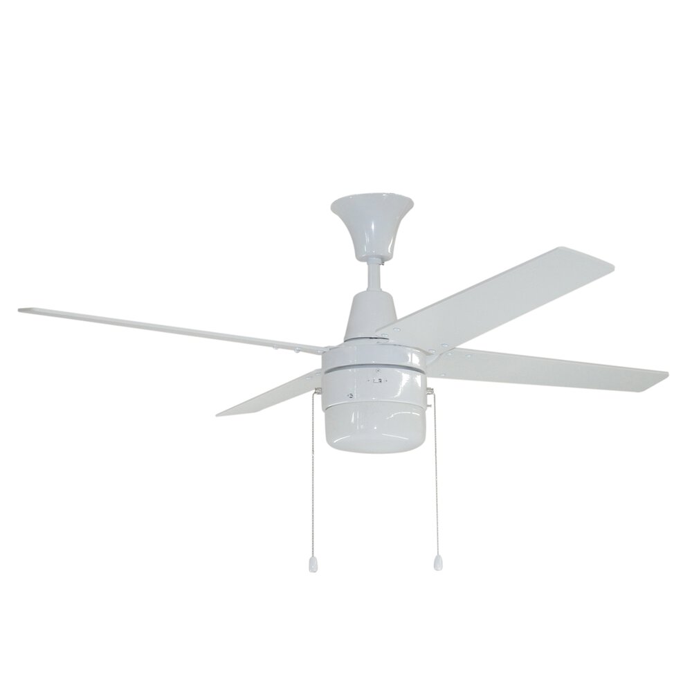Craftmade 48" Ceiling Fan With Blades And Light Kit In White And Frost White Glass