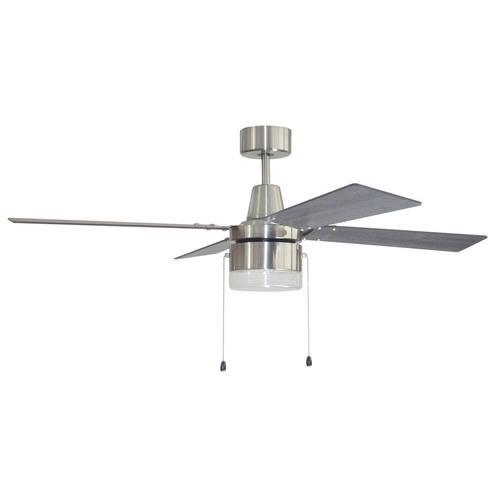 Craftmade 48" Ceiling Fan With Blades And Light Kit In Brushed Polished Nickel And Clear Glass