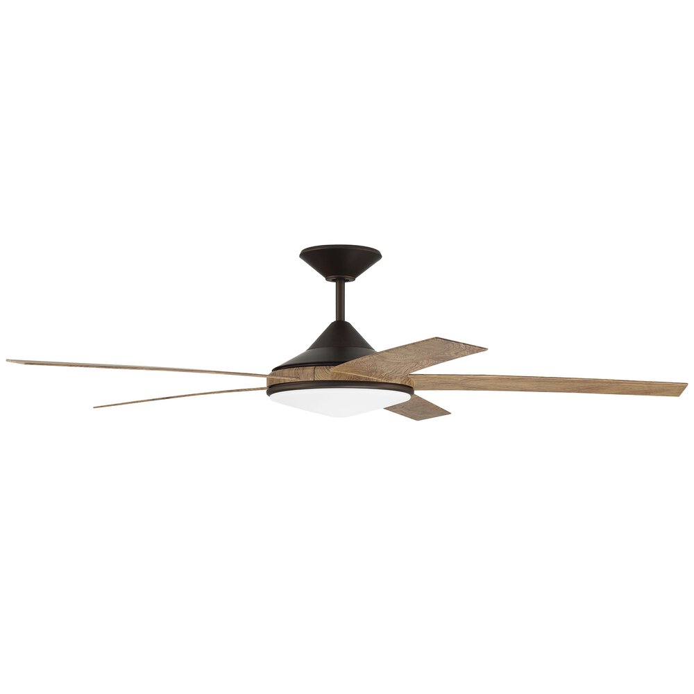Craftmade 60" Ceiling Fan With Blades And Light Kit In Espresso And Frost White Acrylic Fixture