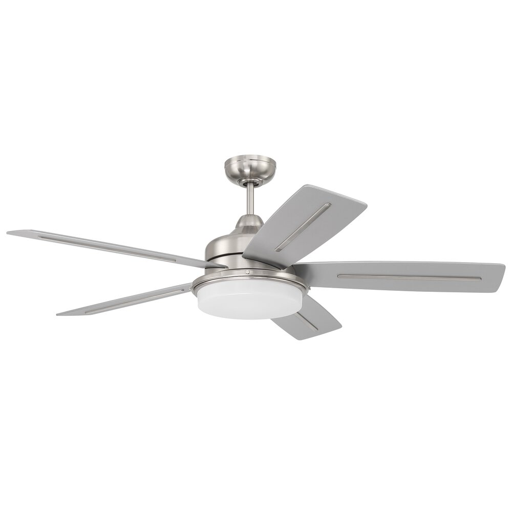 Craftmade 54" Ceiling Fan ( Blades Included) In Brushed Polished Nickel And Frost White Acrylic Fixture