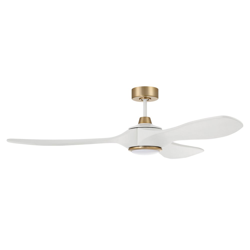 Craftmade 60" Ceiling Fan With Blades Included In White/Satin Brass And Frost White Acrylic Fixture