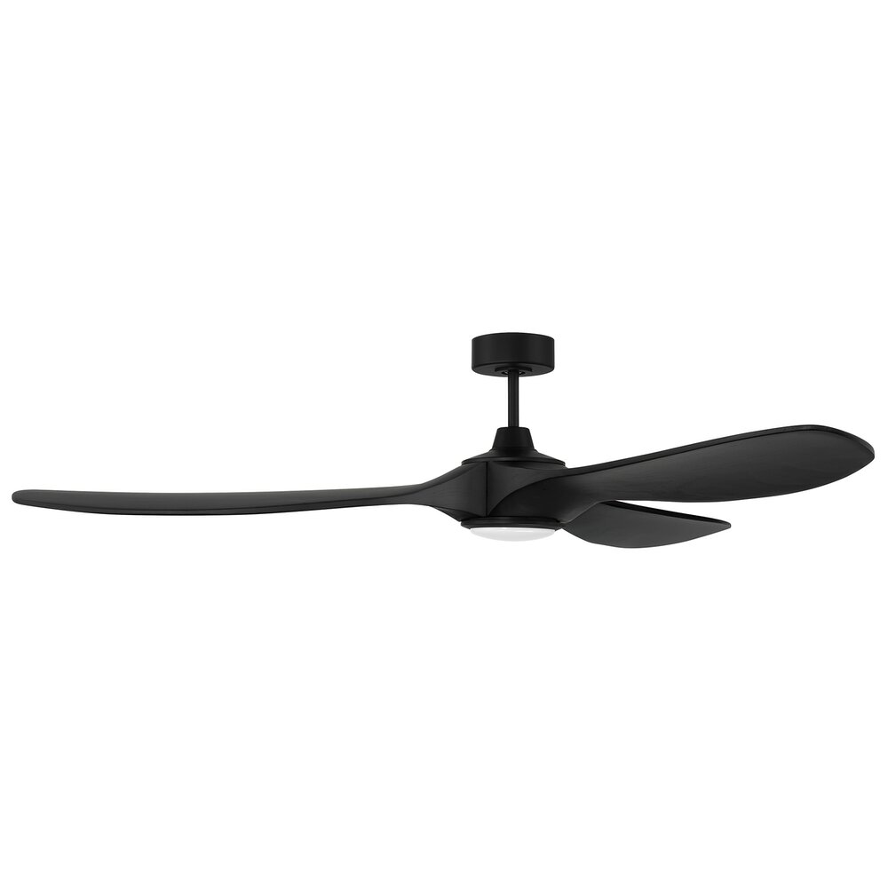 Craftmade 72" Ceiling Fan With Blades And Light Kit In Flat Black And Frost White Acrylic Fixture