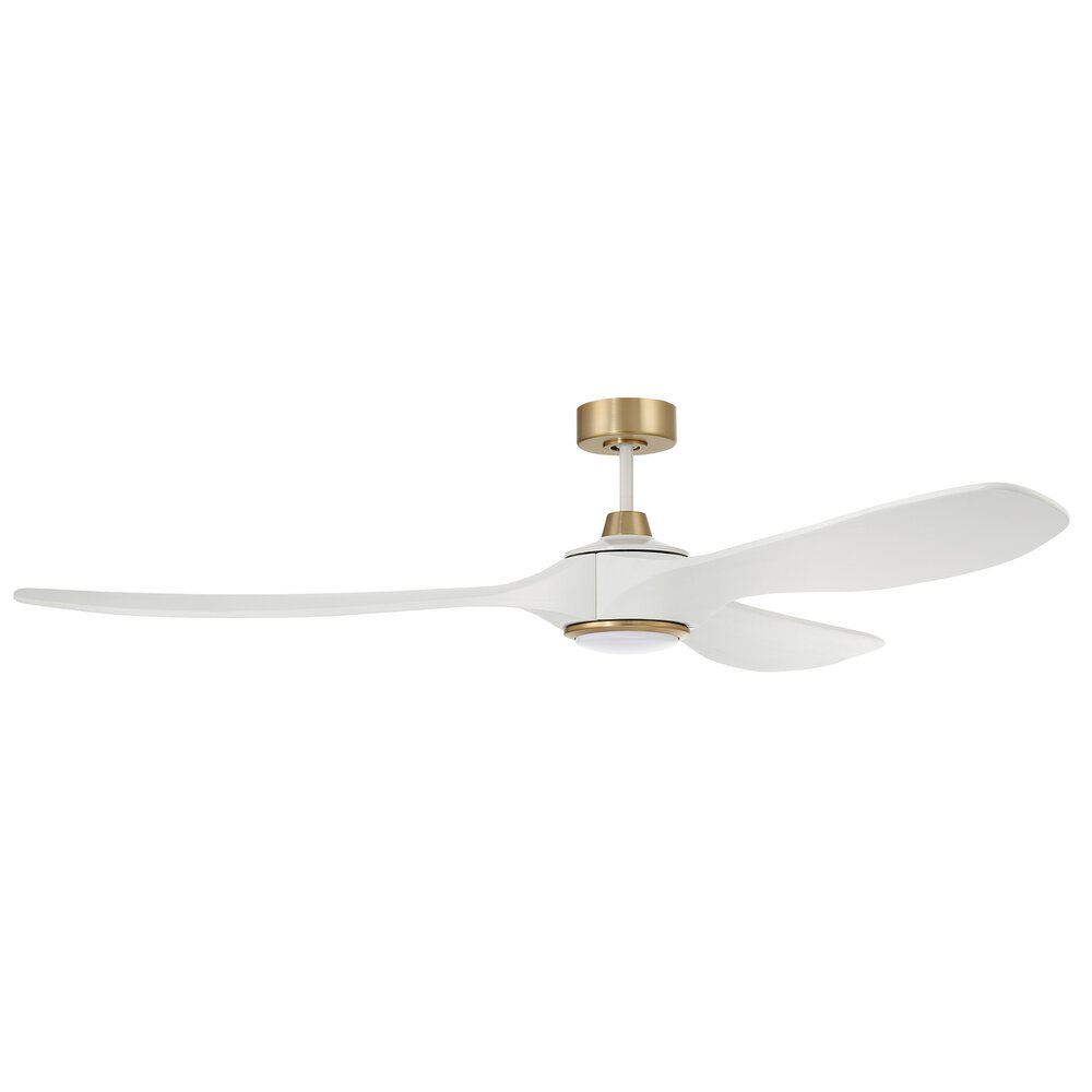 Craftmade 72" Ceiling Fan With Blades Included In White/Satin Brass And Frost White Acrylic Fixture