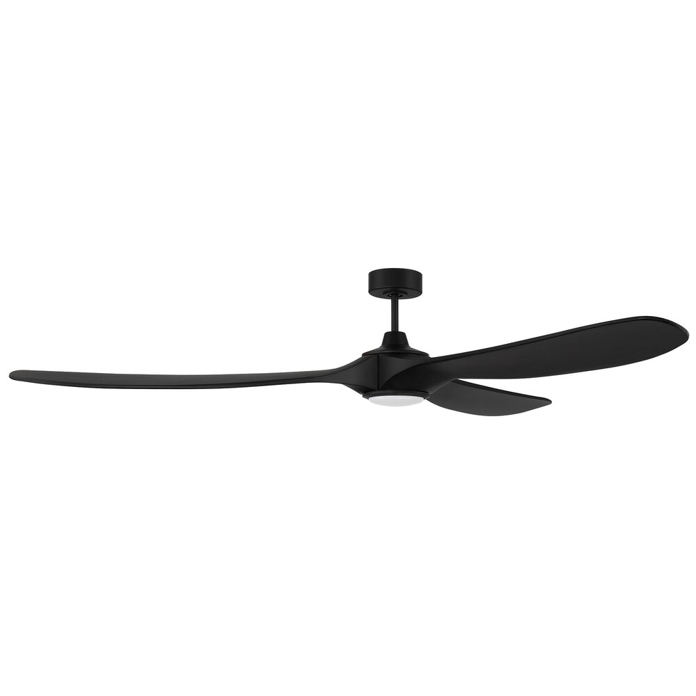 Craftmade 84" Ceiling Fan With Blades And Light Kit In Flat Black And Frost White Acrylic Fixture
