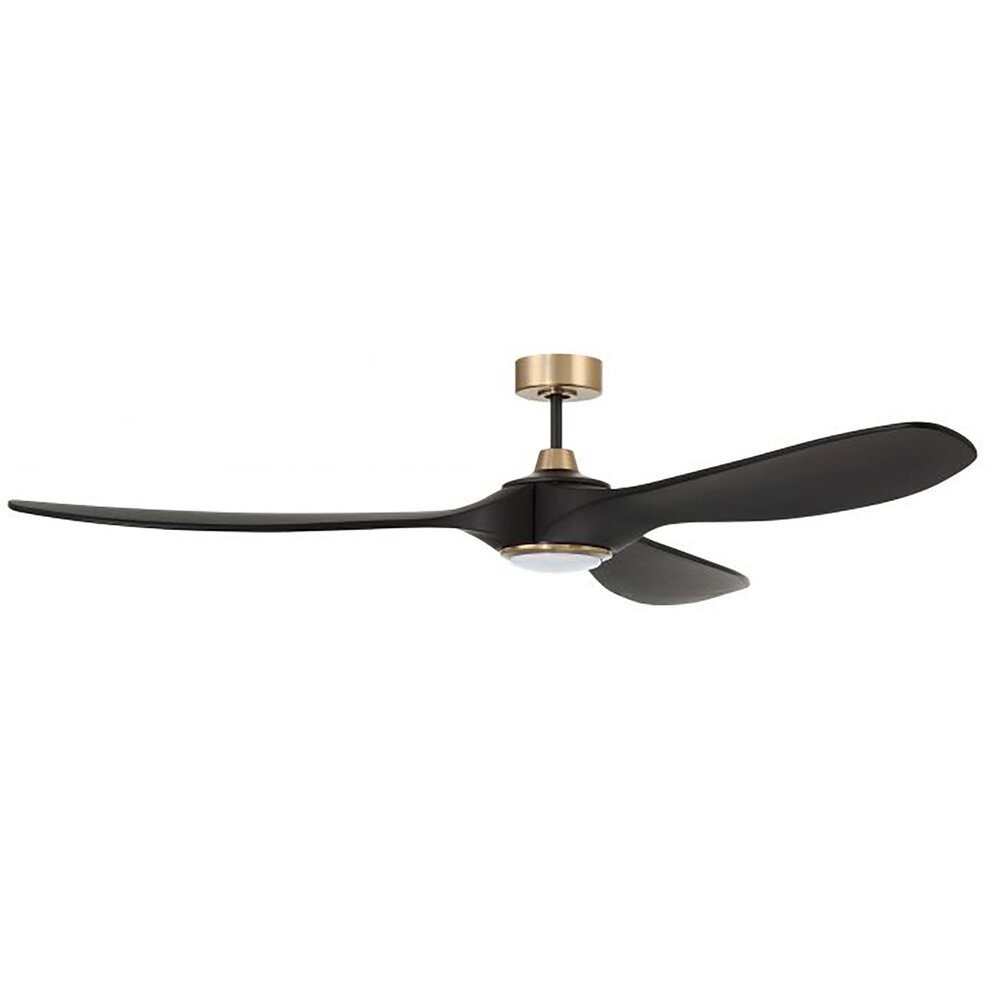 Craftmade 84" Ceiling Fan With Blades Included In Flat Black/Satin Brass And Frost White Acrylic Fixture