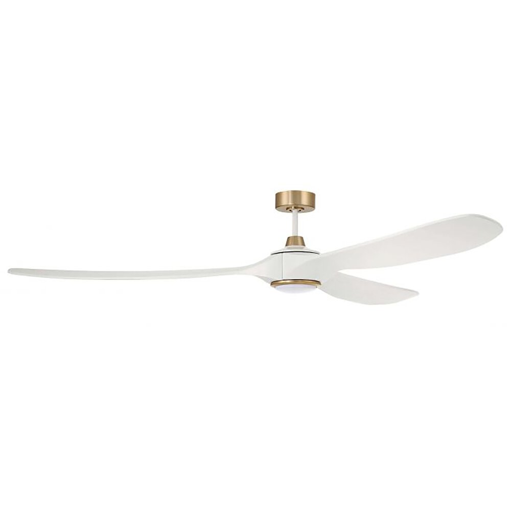 Craftmade 84" Ceiling Fan With Blades Included In White/Satin Brass And Frost White Acrylic Fixture