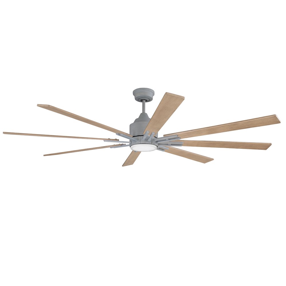 Craftmade 70" Ceiling Fan With Blades And Light Kit In Aged Galvanized And Frost White Acrylic Fixture