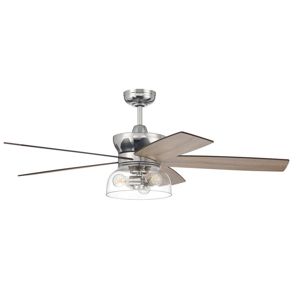 Craftmade 52" Wifi Ceiling Fan With Light Kit And Remote Included In Polished Nickel And Clear Glass