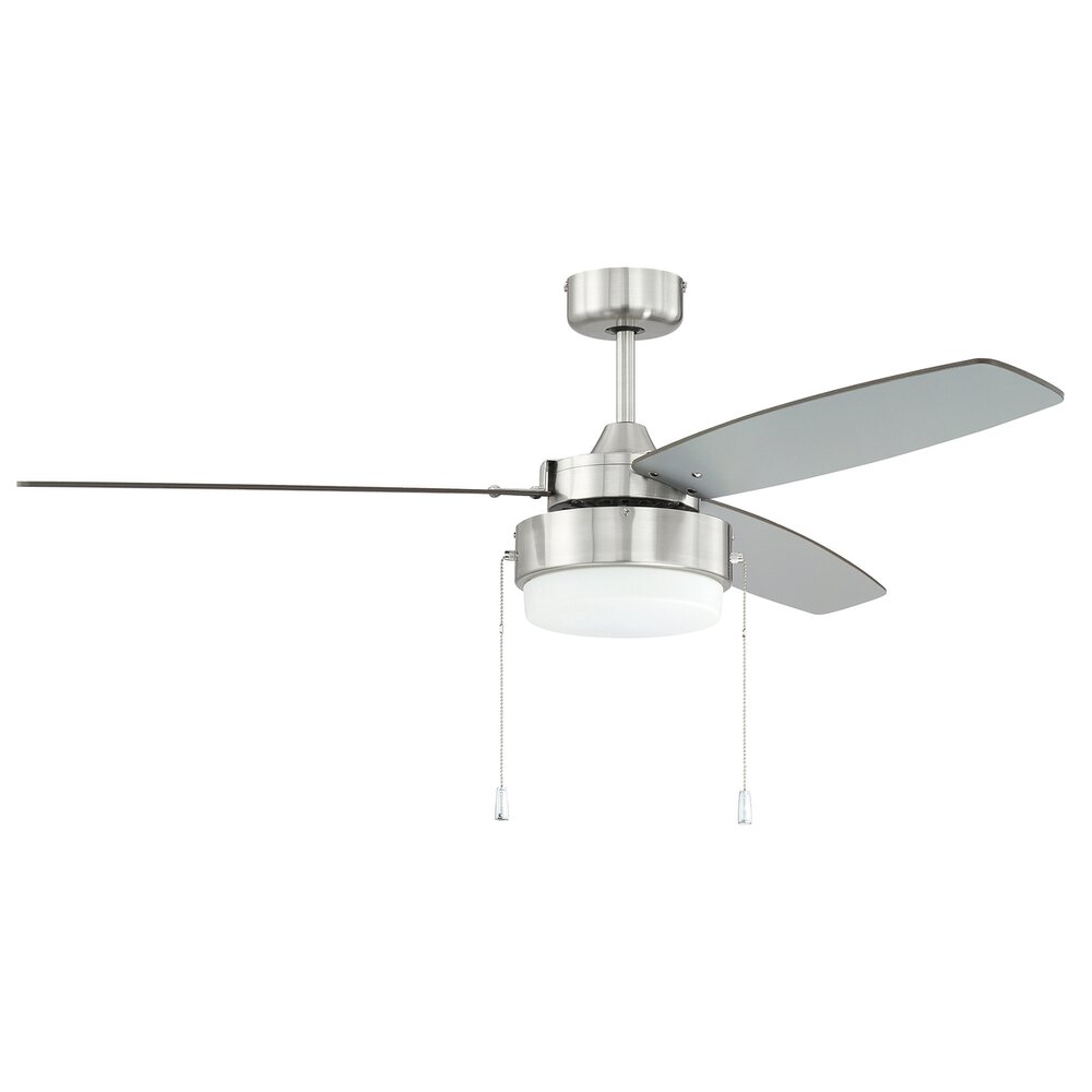 Craftmade 52" Fan In Brushed Polished Nickel And Frost White Glass