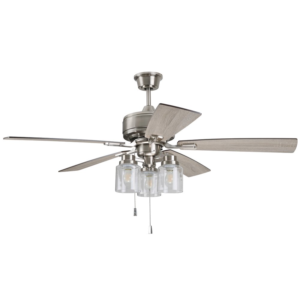 Craftmade 52" Ceiling Fan With Blades And Light Kit In Brushed Polished Nickel