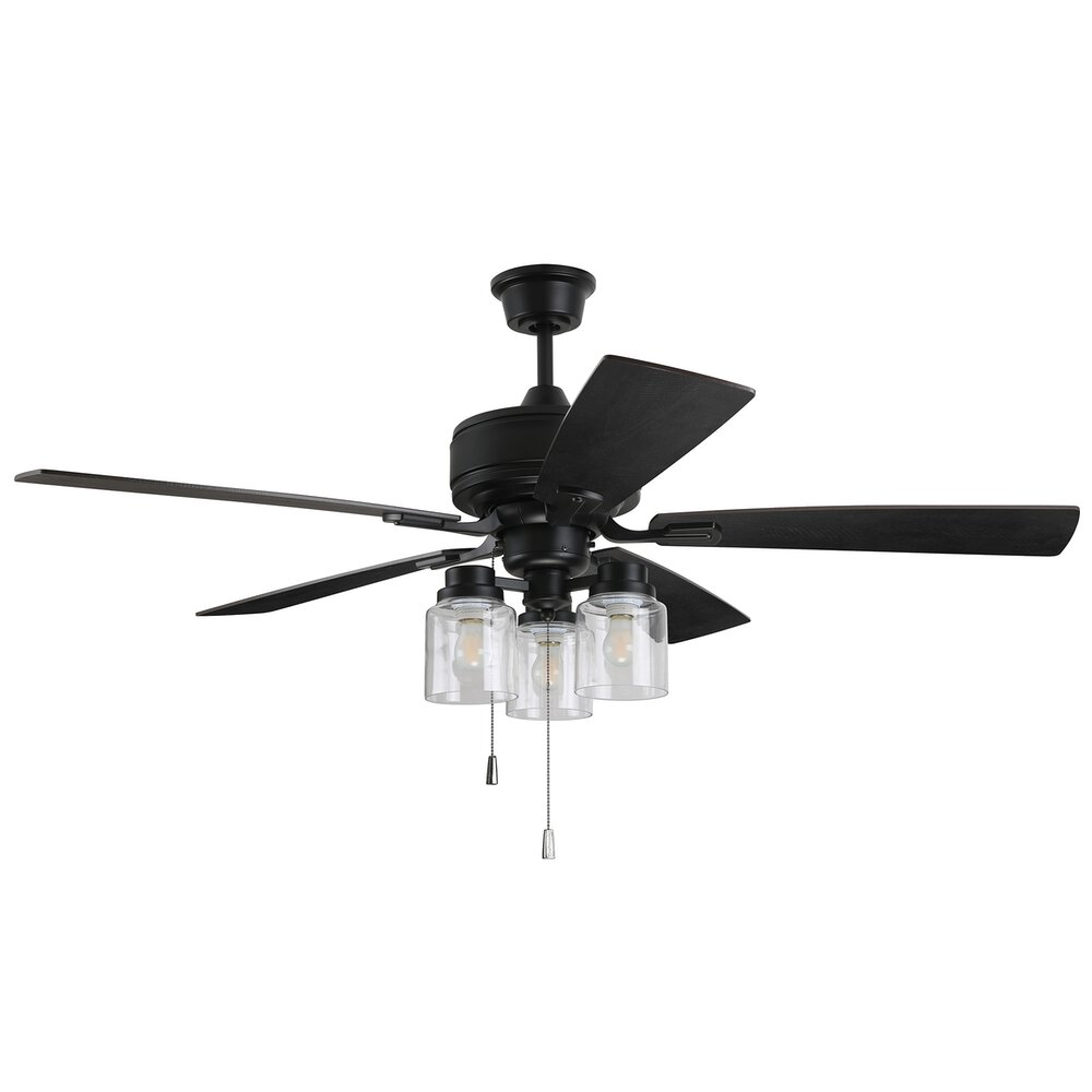 Craftmade 52" Ceiling Fan With Blades And Light Kit In Flat Black