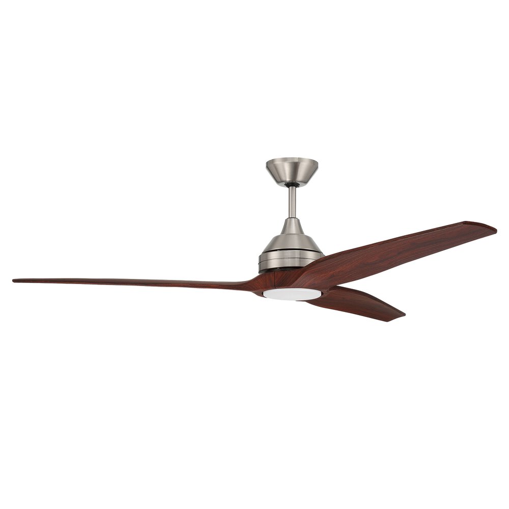 Craftmade 60"Ceiling Fan With Blades Included In Brushed Polished Nickel And Cream White Acrylic Fixture
