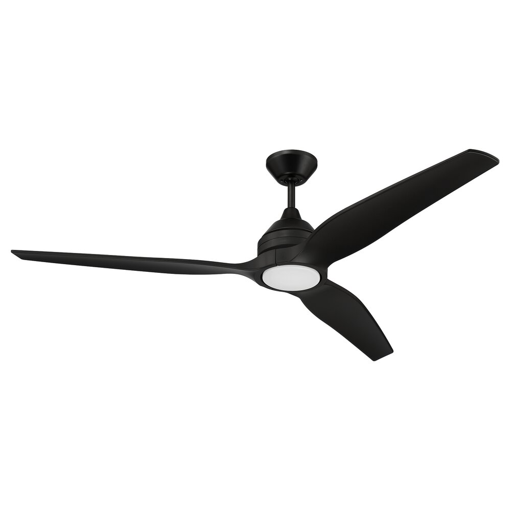 Craftmade 60"Ceiling Fan With Blades Included In Flat Black And Cream White Acrylic Fixture