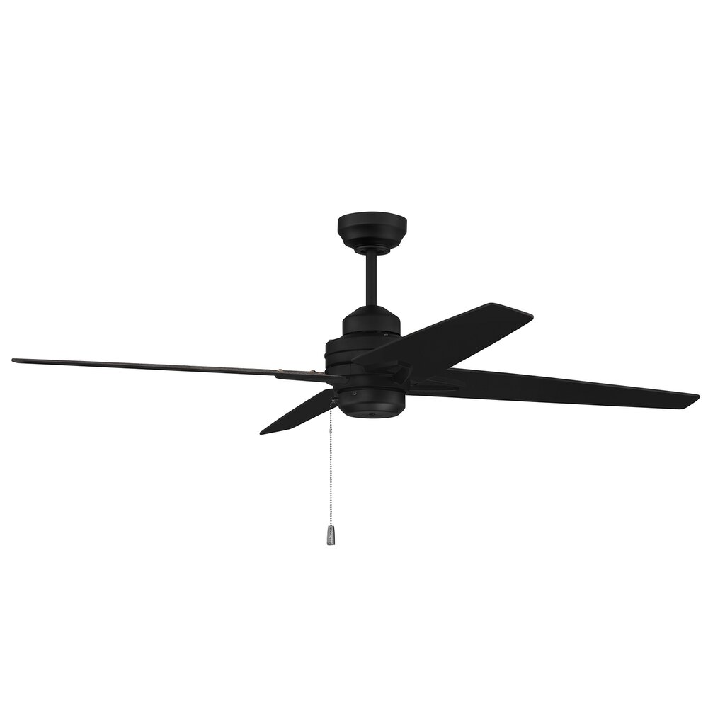 Craftmade 52" Ceiling Fan With Blades And Light Kit In Flat Black