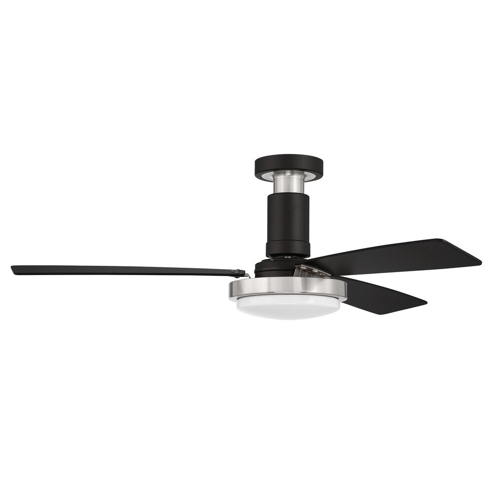 Craftmade 52" Fan In Flat Black/Brushed Polished Nickel And Frost White Acrylic Fixture