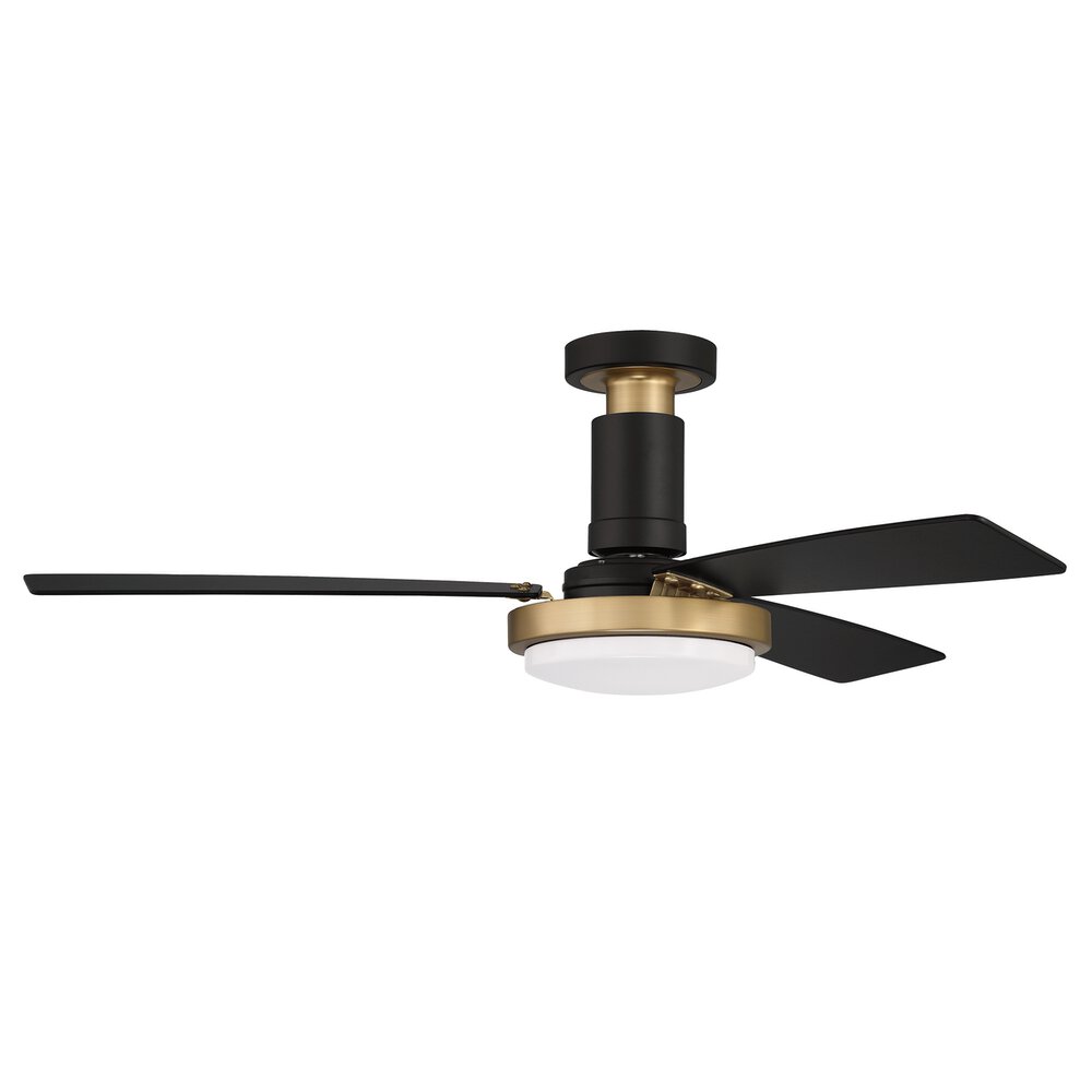 Craftmade 52" Fan In Flat Black/Satin Brass And Frost White Acrylic Fixture