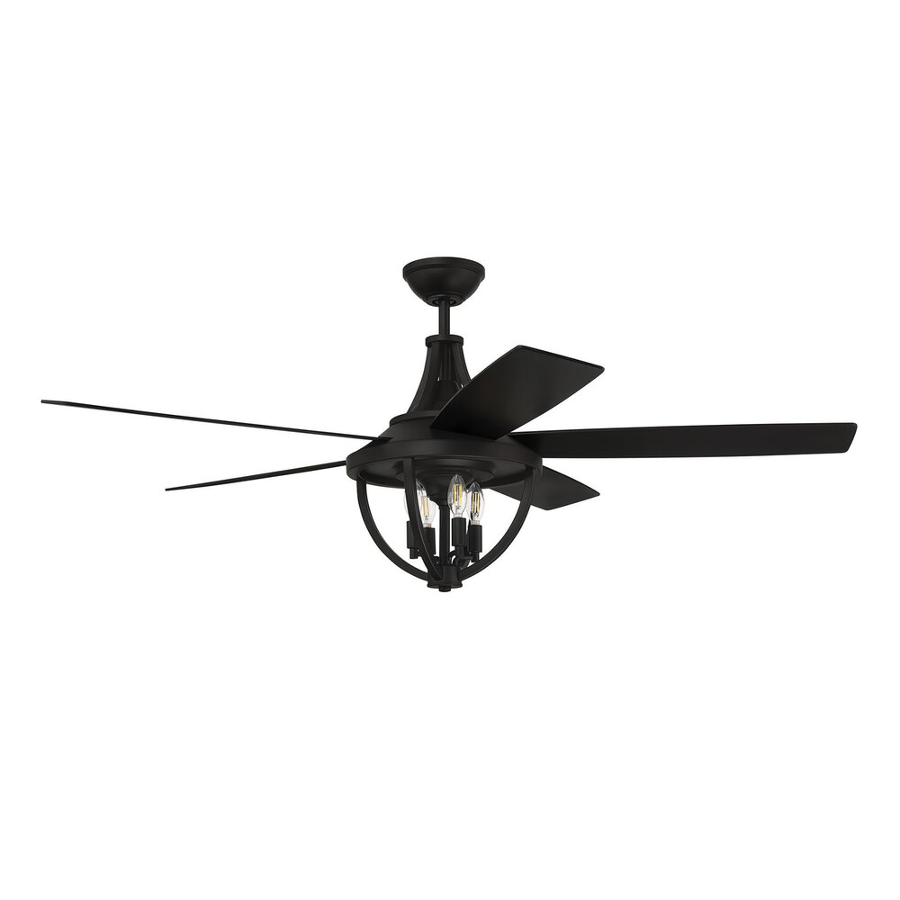 Craftmade 56" Ceiling Fan With Blades And Light Kit In Flat Black