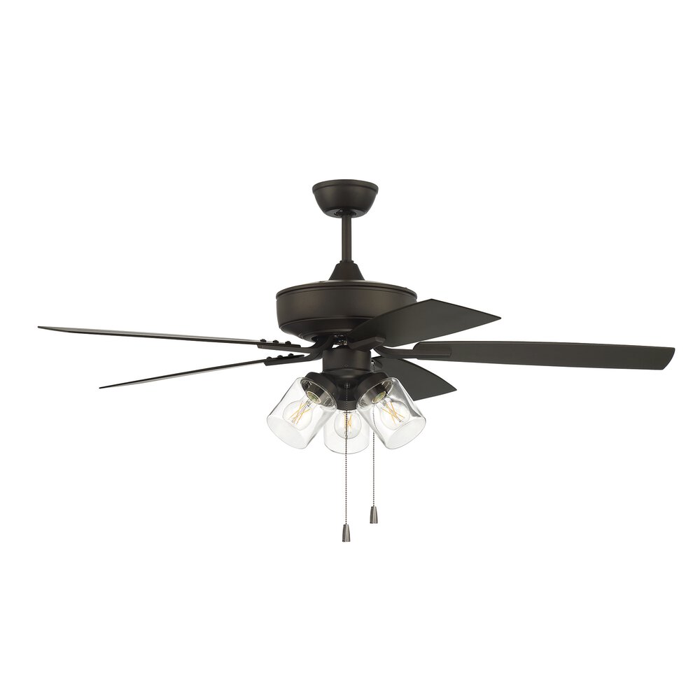 Craftmade 52" Outdoor Pro Plus Fan With 3 Light Kit In Espresso And Clear Glass