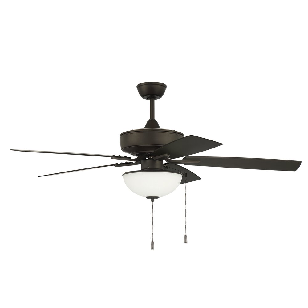 Craftmade 52" Outdoor Pro Plus Fan With Light Kit And Blades In Espresso And Frost White Glass