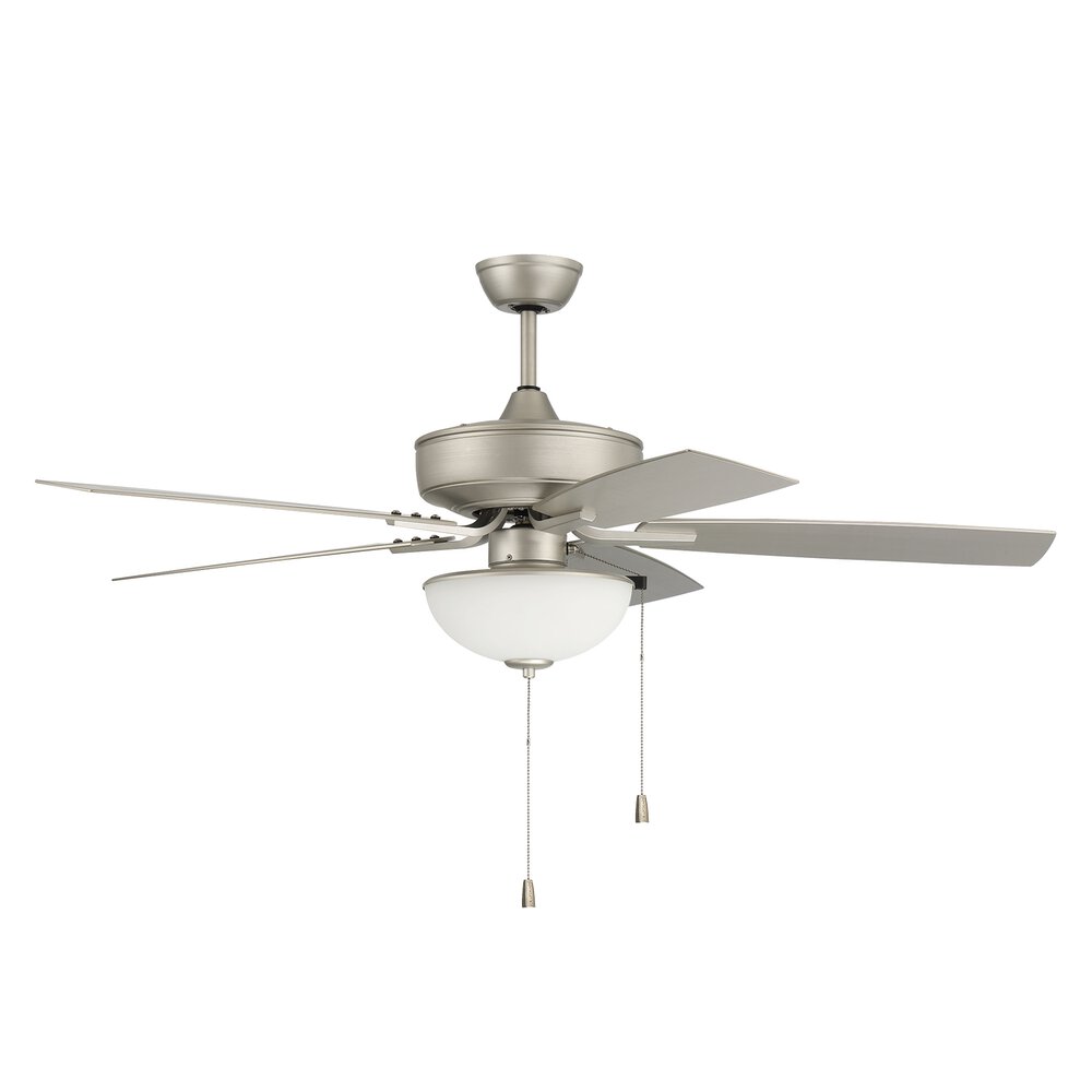 Craftmade 52" Outdoor Pro Plus Fan With Light Kit And Blades In Painted Nickel And Frost White Glass