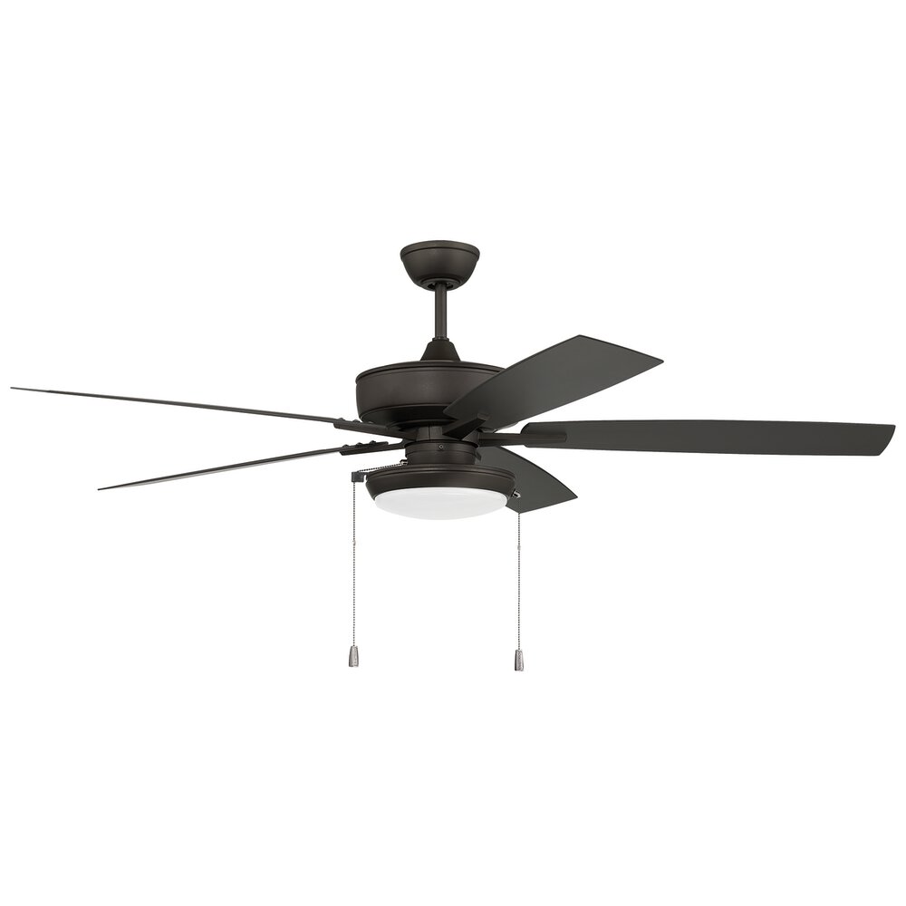 Craftmade 60" Outdoor Super Pro Fan With Disc Light Kit And Blades In Espresso And Frost White Glass