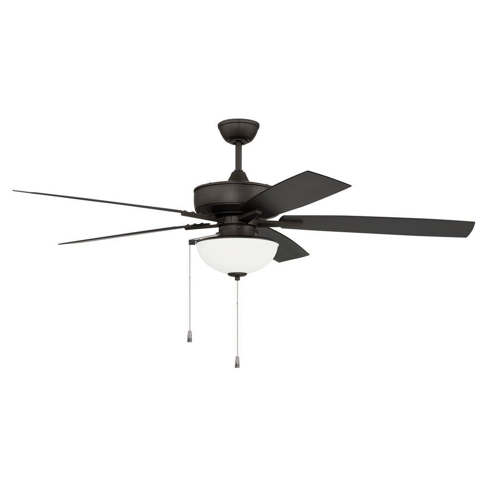 Craftmade 60" Outdoor Super Pro Fan With Bowl Light Kit And Blades In Espresso And Frost White Glass