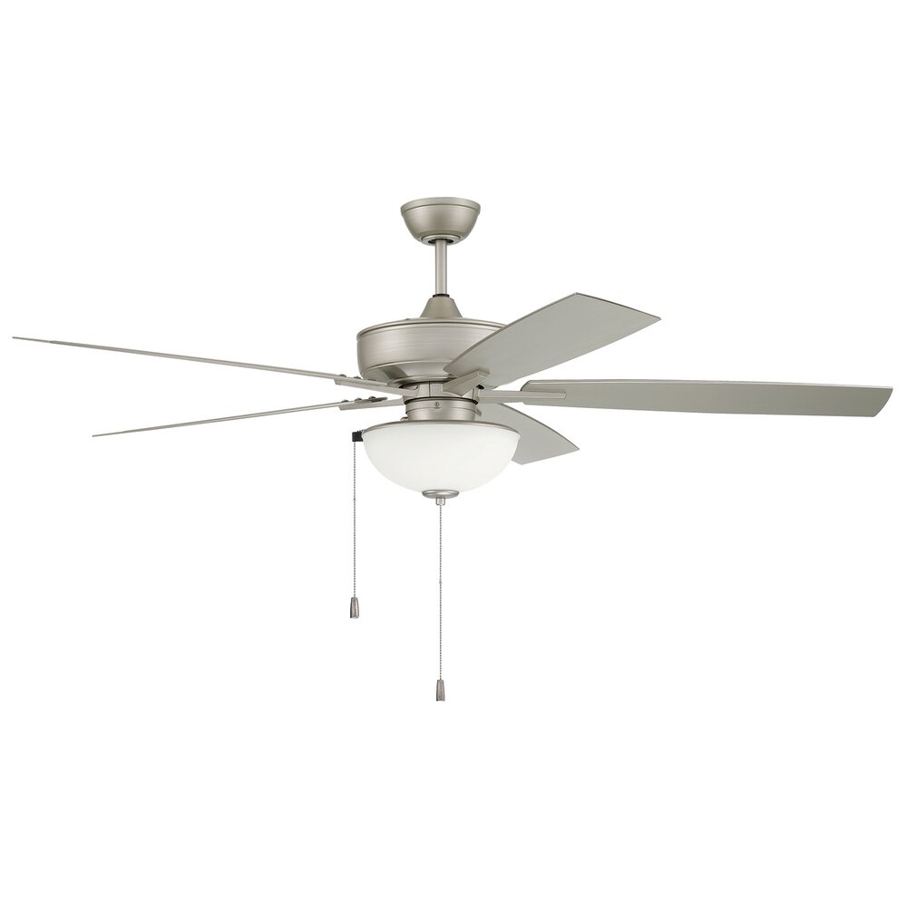 Craftmade 60" Outdoor Super Pro Fan With Bowl Light Kit And Blades In Painted Nickel And Frost White Glass
